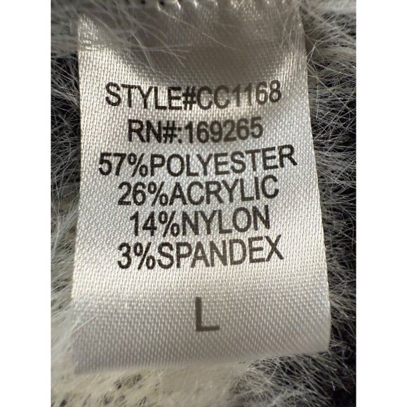 Threaded Leaf Fuzzy Leopard Print L Button-Down Cardigan Sweater Animal Eyelash - Picture 5 of 8